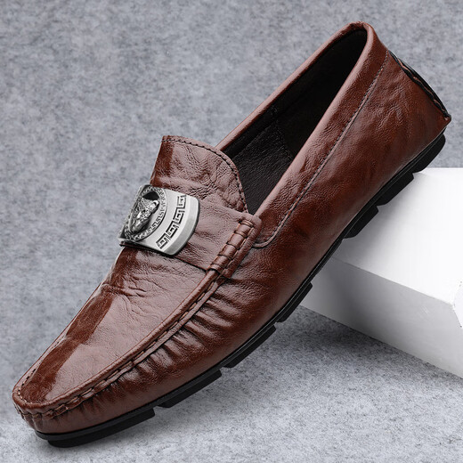 
Yunyouli (yunyouli) live broadcast of crocodile pattern beans shoes lazy driving shoes British casual men's leather shoes imitation leather 15888 black 38