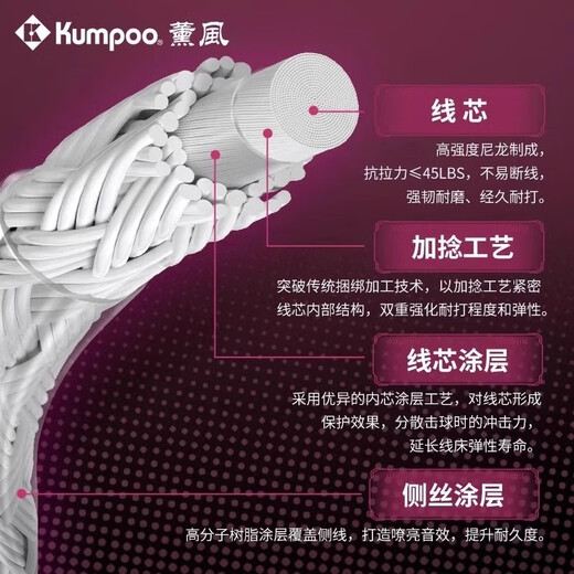 Xunfeng (KUMPOO) Xunfeng js63 Xunfeng сетка для ракеток для бадминтона, кабель, новая высокая эластичность и выносливость для тренировок, контроль мяча для бадминтона, струна Xunfeng JS63, кабель Xunfeng JS-63, ледяной синий звуковой бум
