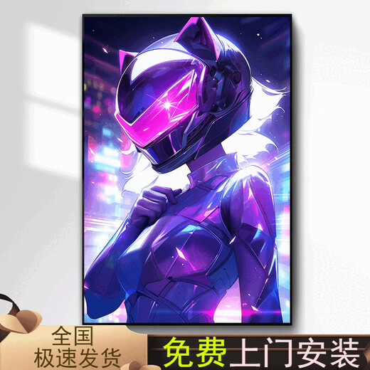 
Cyberpunk paintings e-sports room car motorcycle motorcycle decoration painting hotel corridor internet cafe background wall mural cool helmet shadow S1049 80*100cm