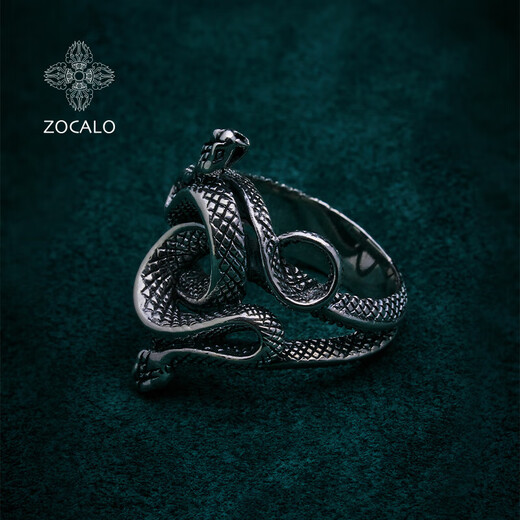 ZOCALO double snake intertwined ring men's 925 silver handmade women's personality trend No. 23