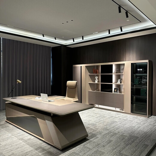 Boss desk office desk light luxury simple modern desk office desk office desk and chair combination manager desk president desk 2.0 meters left side cabinet-American Walnut