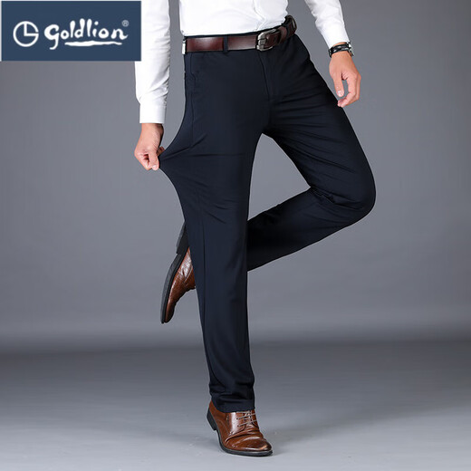 
Jinlilai spot business trousers black stretch trousers youth work trousers straight-leg casual trousers men's suit trousers navy straight 15099 thick model M 31 (2 feet 4/80c)
