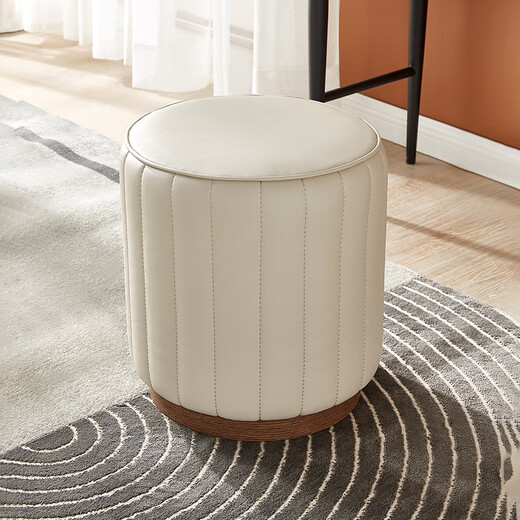 Quanyou Home Soft Leather Stool Sitting Pillar Home Dressing Small Round Stool Bedroom Furniture Makeup Stool Desk Stool Under Sofa 1263A Makeup Stool