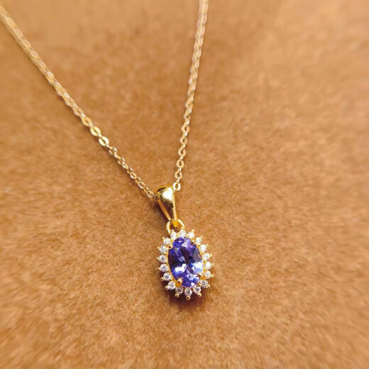 Fat Donglai purchases the same tanzanite pendant 925 sterling silver necklace inlaid with oval 5 7/6 8/8 10/1 natural tanzanite pendant 57 yellow gold color belt