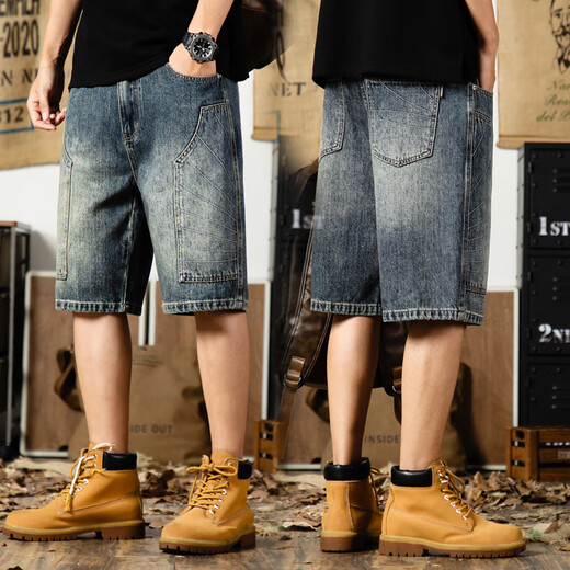 
Yiling Yibei's new American casual denim shorts men's summer loose large size versatile five-point pants 9926 blue 28 suitable for 90-105 Jin [Jin equals 0.5 kg]