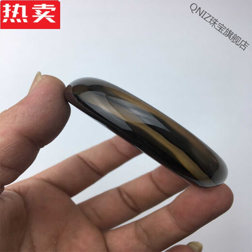 QNIZ Hong Kong and Macao light luxury high-end quality Aishang agate high ice transparent black silk chalcedony medium wide bracelet for women to wear 1 (live broadcast room selection payment link)