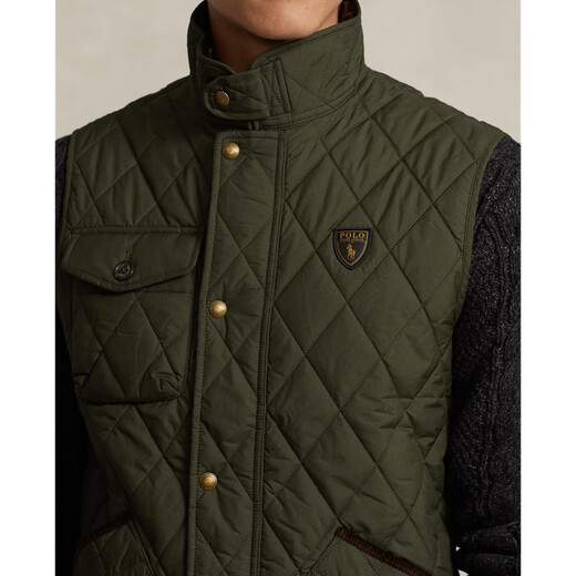 Ralph Lauren Herren-Kleidung Klassiker wasserdichtes gestepter Weste Rl15907 301-Green L.