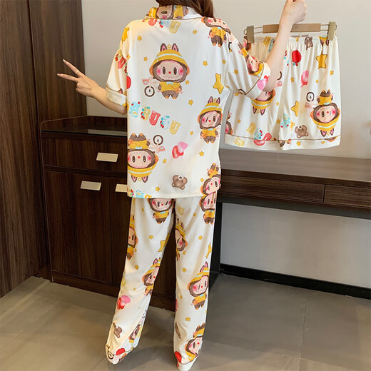Neuer Sommer niedlicher Cartoon Ragbubble Koreanische Version faul bequem, dünne, kurzärmelige dreiteilige Set für den Outdoor-Kleidung. KK14137 M [Vorgeschlagen 80-100jin [Jin ist gleich 0,5 kg]]]