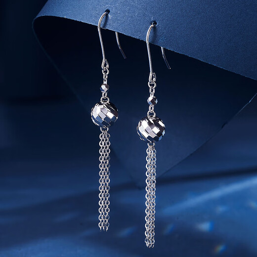 Meluxe platinum earrings for women, PT950 platinum sparkling long earrings and ear hooks, birthday gift for girlfriend, about 4.11g