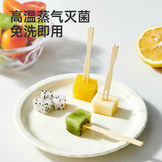 Cui Dahuang disposable fruit fork 200 pieces household large canned bamboo skewers thickened snack natural bamboo fork cake sushi skewers