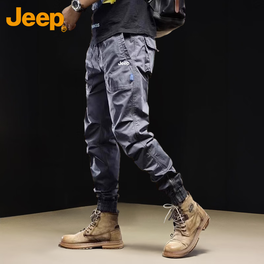 吉普（JEEP）美国正品束脚休闲裤男士时尚长裤2025年夏季新款潮美式工装裤 679黑色【Jeep官方】 28 【90-105斤】