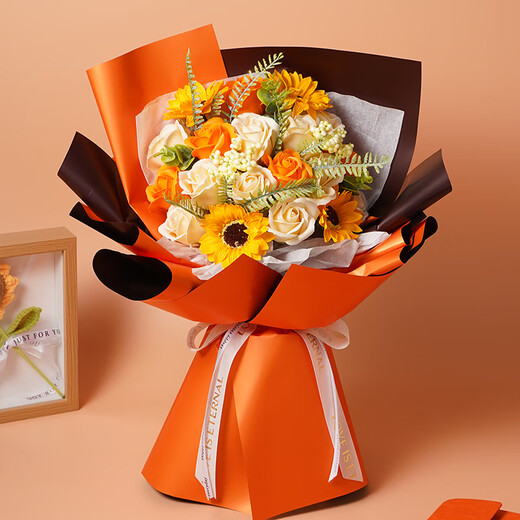 First Sunflower Everlasting Soap Rose Bouquet Gift Intra-city Delivery Wedding Anniversary New Year Party Gifts Non-Flowers
