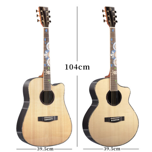 ITTMA41寸单板民谣吉他jita亮光云杉玫瑰木涂鸦指弹吉他guitar演奏乐器 41寸JF新款面单木色
