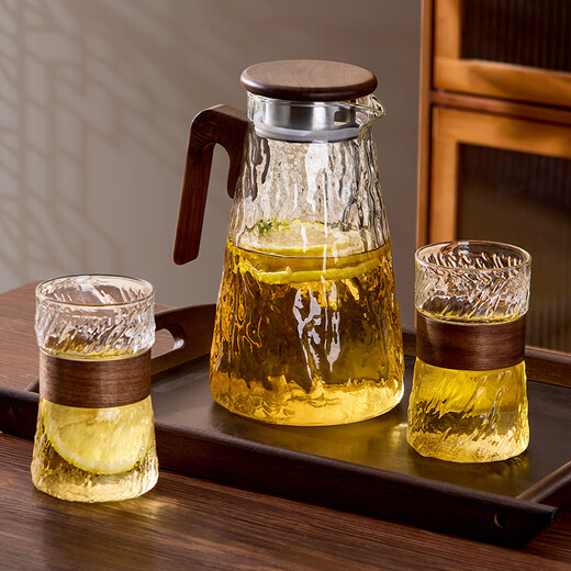 Yupinjia Cooling Kettle Set Home Large Capacity Tea Health Kettle Cooling Kettle Glass Cup Tea Cup Water Cup Coffee Cup Complete Set Kettle Set One Pot Six Cups + Tea Tray