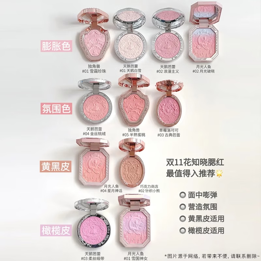 花知晓腮红合集膏独角兽珍珠奈娃腮紫膨胀色小天使天鹅芭蕾甜美提亮 蜜丝婷唇釉J01浮光落日+腮红天鹅 假一赔十