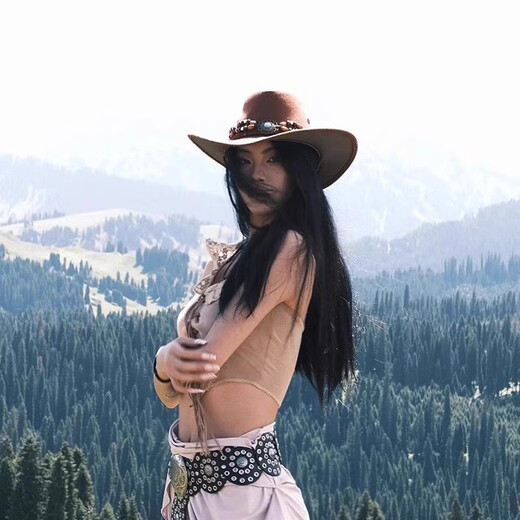 COSMICKISS ethnic style western cowboy hat women's summer Xinjiang Tibet western Sichuan travel wear mountaineering hat sun protection hat light brown color