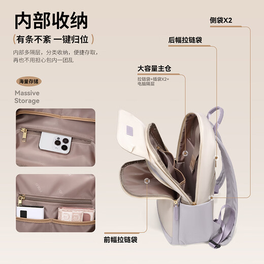 POLO双肩包女14/15英寸笔记本手提电脑包休闲旅行通勤背包防泼水书包