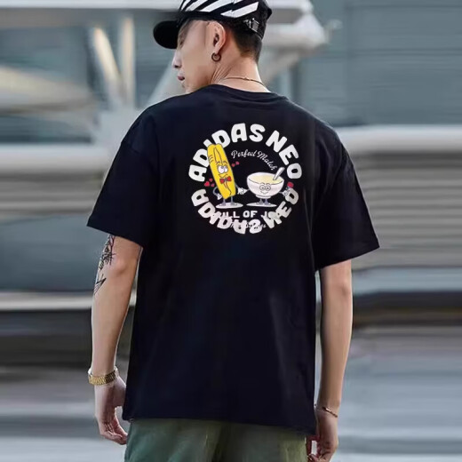 阿迪达斯 （adidas）男女款纯色百搭后背印花运动休闲短袖T恤HS8851官方旗舰正品 GK1483自信超人 M