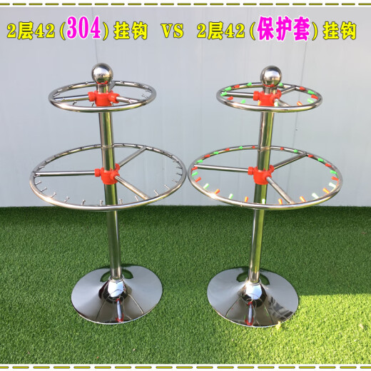 OUOETY圆形幼儿园不锈钢毛巾架加厚可旋转儿童手帕尿布架收纳架厂家直销 两层42个挂钩(特价热销中