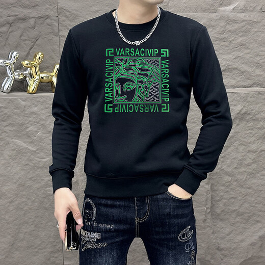 
Valentino Orlandi (Valentino Orlandi) Clothes Comfortable New Round Neck Slim Men's Sweatshirt 2024 Fall New Versatile Printed Versatile Top T6176 Orange M