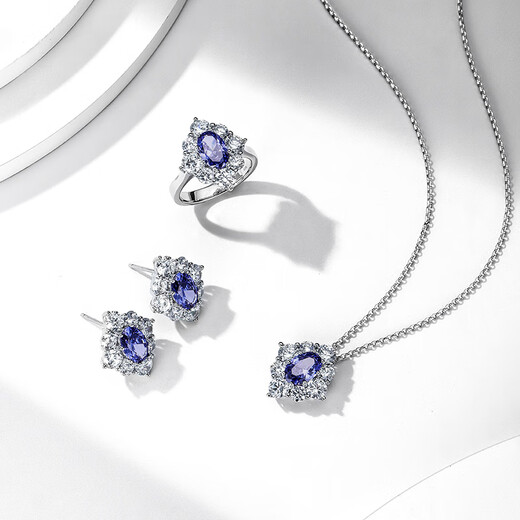 HKHL Star Language Sterling Silver Tanzanite Sapphire Necklace Women's Light Luxury Niche Clavicle Refining Birthday Gift Tanzanite Sapphire Necklace + Brand Gift Box