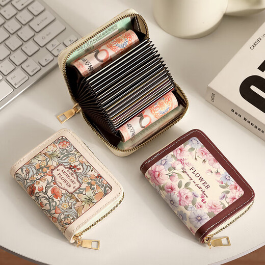 Kleine und exquisite High-End-Kartenbeutel für Frauen Anti-Demagnetization Multi-Card-Position mit großer Kapazitätslizenz-Ordner Brieftasche [18 Kartenorgan] Mittsommer-Termin Termin