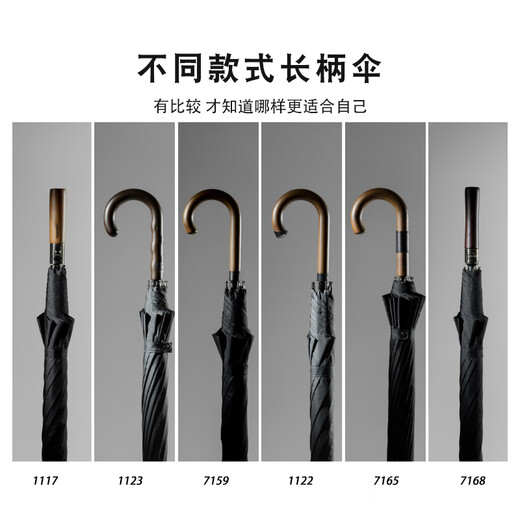 YWZR double umbrella men business British retro gentleman long handle umbrella wooden bend wind-resistant automatic umbrella women black 7170 outer black/inner houndstooth eight bone double layer umbrella surface
