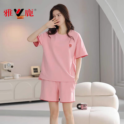 Yalu 2025 new pajamas for women in summer pure cotton short-sleeved sweet casual sports home clothing set Z9859 XL [recommended 120-140Jin [Jin equals 0.5 kg] wear]