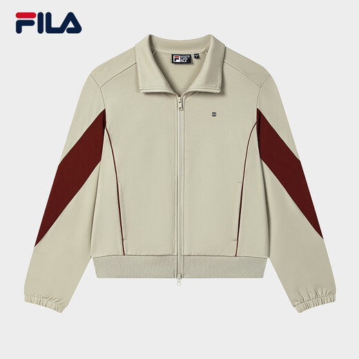 FILA 杨幂同款|斐乐官方时尚女装针织长袖外套2025秋新款休闲宽松上衣 潮汐泡沫灰-GY M 165/84A/M