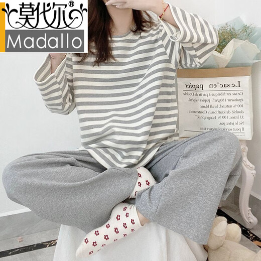 Modals neuer purer Baumwollpyjamas für Frauen im Frühling und Herbst -Langarm -Brustpolster können im Sommer draußen getragen werden. 9207 (mit Brustpolsterbaumwolle) 2xl [Empfohlen 135-145jin [Jin ist gleich 0,5 kg]]