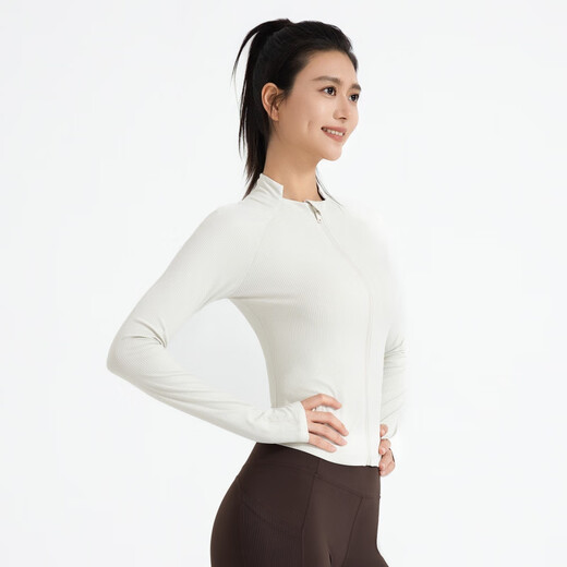 ALO YOGA Yoga Wear Autumn ALO Same Style Slim Jacket Slim Long Sleeve Sports Top Pilates Fitness Women Alo Threaded Yoga Wear - Milky White M