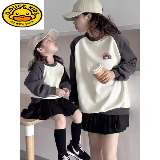 G.duck different parent-child outfits for a family of three mother and daughter 2025 new special parent-child outfits mother-child spring and autumn sweatshirts hit the street purple spring and autumn 150