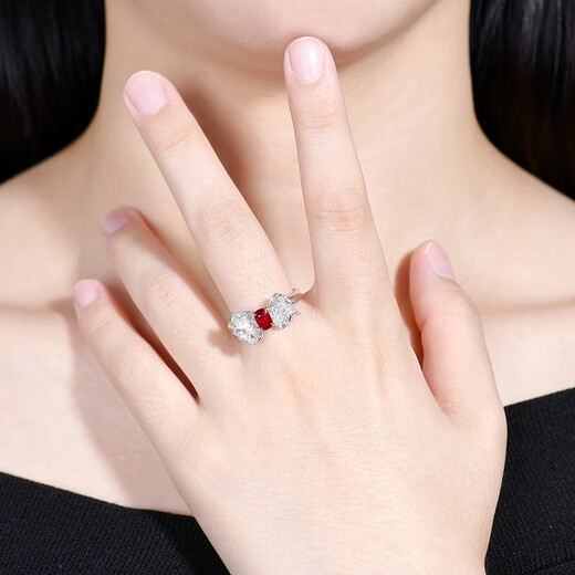 HEEKAIYI Pigeon Blood Ruby Ring Women's 18K Diamond Ring Luxury Chinese Valentine's Day Birthday Gift for Wife and Girlfriend <Supports Customization> 0.73ct The ring can be changed, contact customer service