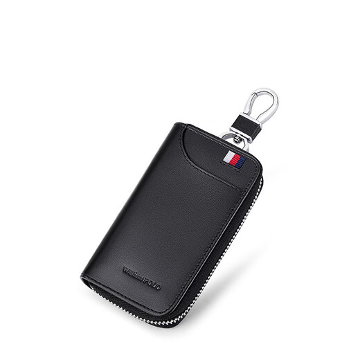 WILLIAMPOLO King Paul's top layer cowhide men's key bag casual and versatile new zipper business fashion key bag men's black