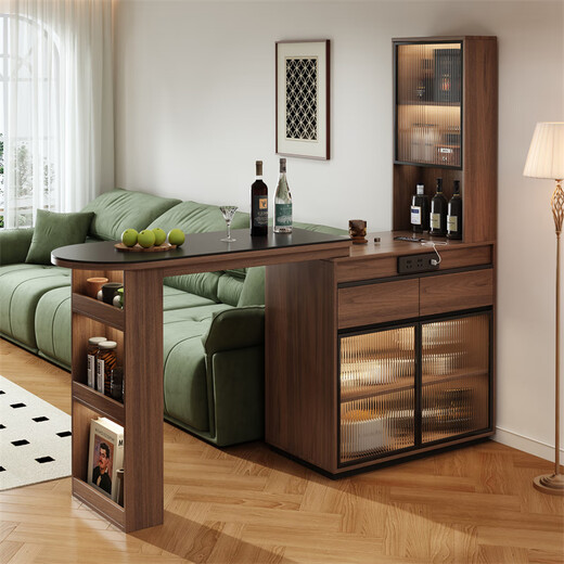 Ouyue light luxury slate solid wood retractable bar table dining table wine cabinet integrated home living room customizable sofa partition side cabinet slate bar + upper cabinet 0.8m