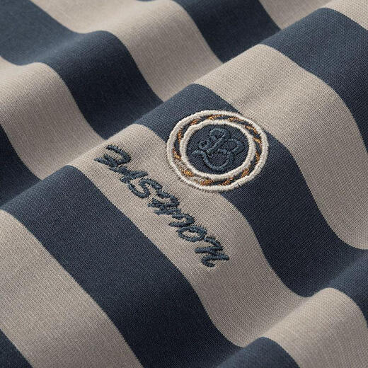 Pierre cardin high-end brand classic contrasting striped round neck ice silk short-sleeved T-shirt men's casual 2025 summer new base shirt khaki [PA6195#]__ M Recommended [95-115Jin [Jin equals 0.5 kg]]