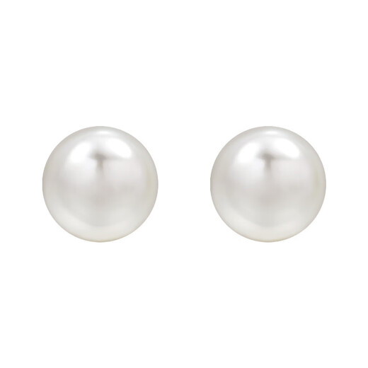 Bai Qixin Pearl Earrings S925 Silver Needle French Oblate Steamed Bun Earrings Women's Light Luxury High-end Earrings and Earrings for Your Girlfriend Oblate Steamed Bun Pearl Earrings 10mm