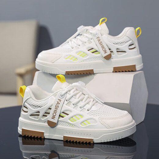 Nezha Ao Bing Limited 2025 Neue vier Saison atmungsaktive weiche alleinige Anti-Rutsch-Kinder kleine weiße Schuhe Sportschuhe Bailan 34