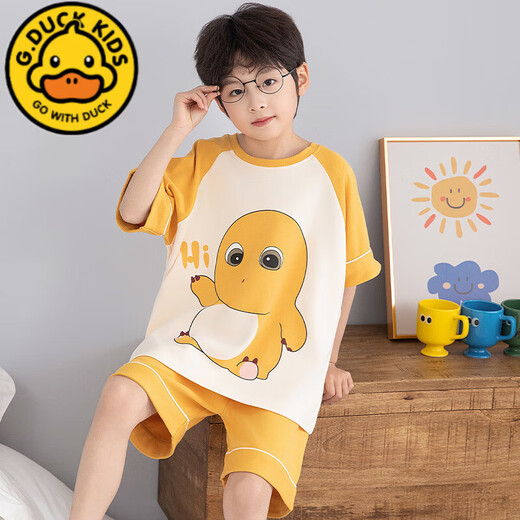 G.DUCKKIDS儿童睡衣男童夏季2025新款男孩纯棉短袖卡通中大童家居服全棉套装 【棉】NT-695奶龙 170 M码 身高153-160厘米85-100