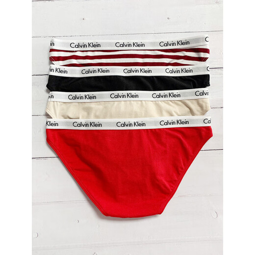 Calvin Klein美国CK 舒适女士三角内裤 LOGO腰围官方正品 QD3892-601_602波尔多红 高腰三 XS