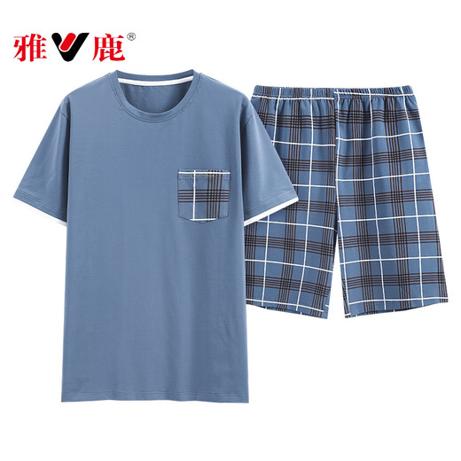 Pajamas Yalu, short à manches courtes d'été pour les rayures en coton pur mince d'été, peut être porté à l'extérieur de la maison de vêtements décontractée DGG-Z679 9347 L