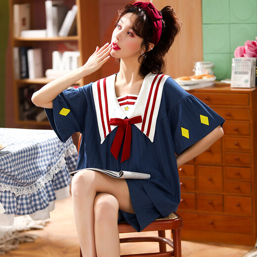 Muji com Mujis selben Sommerpyjama für Frauen, große Größe kurzärmeld dünner Stil süße koreanische Version von Prinzessinstil Sweet Two-Piece Set Loli Pink GXT6630 m (Empfohlen 75-95 Jin [Jin gleich 0,5 kg]))