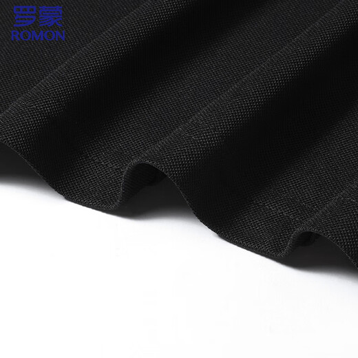 ROMON long-sleeved T-shirt men's POLO lapel solid color top bottoming shirt business casual inner wear for men black XL