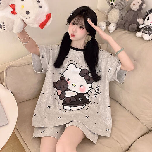 
Mai Chaoshang pajamas for women in summer short-sleeved thin cartoon girl summer women's plus size home clothing set 9928 cotton M women's M size 155cm 70-90Jin [Jin equals 0.5 kg]