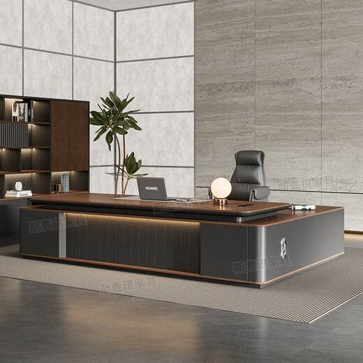 Smacki Light Luxury Boss Desk High-end Modern Simple Painted Desk President Desk Office Manager Desk and Chair Combination 2.0 Meter Double Cabinet Boss Desk Painted Desktop