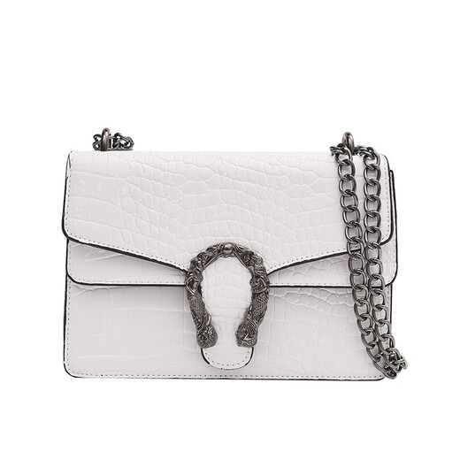 MK MILA2025新款女包复古潮流链条单肩包女时尚简约斜挎小方包 白色