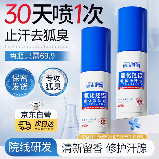 Miyamoto Musashi body odor spray body odor and armpit odor deodorant underarm antiperspirant body odor cleansing lotion for men and women 30ml*2 bottles