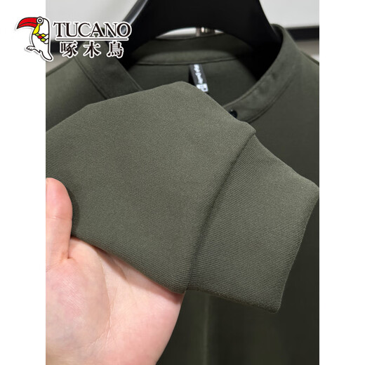 Woodpecker autumn Henry collar sweatshirt men's casual sports half-zip T-shirt long-sleeved bottoming shirt men's outer wear stand-up collar top Army Green 2XL /54