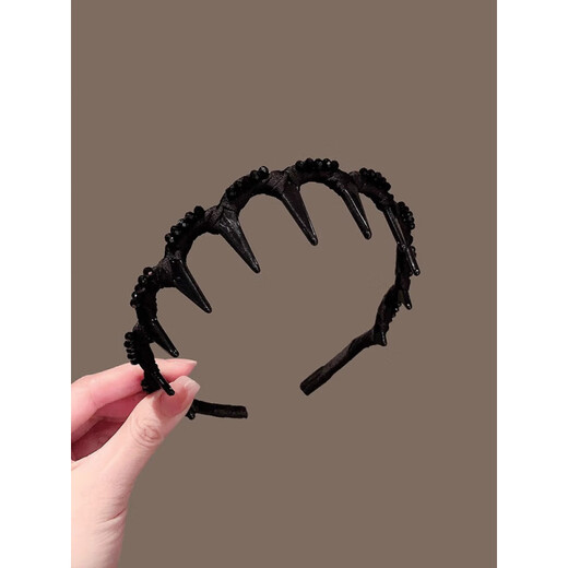 Dai Shilin DSL headband light luxury women's model 2025 new black rhinestone handmade high skull pressure hair headband with teeth anti-slip hairpin black diamond headband