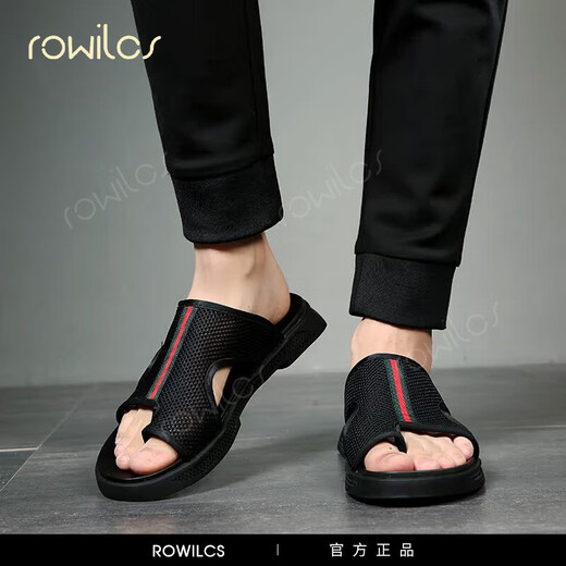 Rowilcs Brandneue Sommersandalen mit geruchssicherem und glätten Softer Softer-Männer-Sportstrand Internet-Promi Casual Temperament Slipper Black 38 38